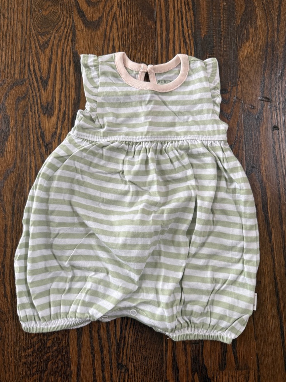 Burt's Bees Baby Green & White Striped Romper